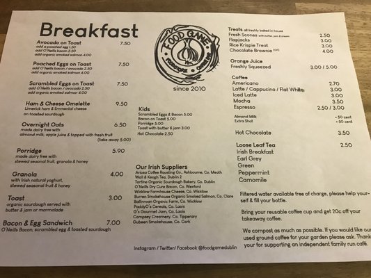 Menu photo 1 Food Game Dublin, D Menu photo 1 Food Game Dublin, D