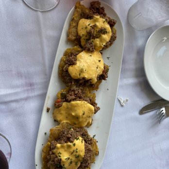 Rumba Cuban Cafe - Tostones Campestre with beef - Cuban Near Me - Naples, Florida Rumba Cuban Cafe - Tostones Campestre with beef - Cuban Near Me - Naples, Florida