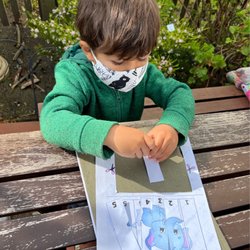 My little boy learning the Spanish numbers