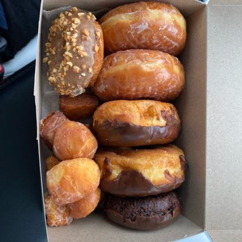 Stanely's Donuts - Maple nut cake, two gazed, two chocolate frosted, chocolate cake and k donut holes and croissant bites. - Donuts Near Me - Sacramento, California