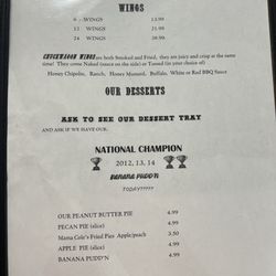 Chuckwagon BBQ - Menu