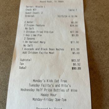 Blue Corn Harvest Bar & Grill - Bill - Southern Near Me - Round Rock, Texas Blue Corn Harvest Bar & Grill - Bill - Southern Near Me - Round Rock, Texas