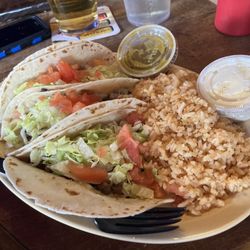 The Outpost - Steak taco special with Spanish rice - very good!