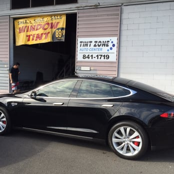 Tint Zone Auto Center - The Tesla they had just finished with "ceramic" all around. Cool! - Car Window Tinting Near Me - Honolulu, Hawaii Tint Zone Auto Center - The Tesla they had just finished with "ceramic" all around. Cool! - Car Window Tinting Near Me - Honolulu, Hawaii