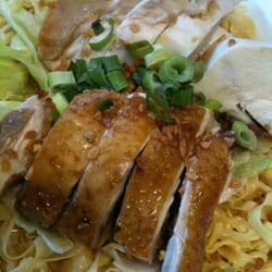 Kim Tar BBQ Restaurant - Soy sauce chicken w/ flat egg noodles for to go. (soup on the side)
