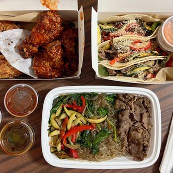 The Jin - KFC Wings (7pcs), Bulgogi Beef Taco (3pcs), and Bulgogi Beef (Japchae) Stir Fried Glass Noodles - Korean Near Me - New York, New York The Jin - KFC Wings (7pcs), Bulgogi Beef Taco (3pcs), and Bulgogi Beef (Japchae) Stir Fried Glass Noodles - Korean Near Me - New York, New York