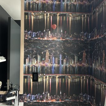 Aloft - The NYC lights wallpaper inside the bathroom and elevators. - Hotels Near Me - New York, New York