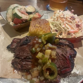 Dinosaur Bar-B-Que - The brisket plate with coleslaw and cucumber salad - Barbeque Near Me - Syracuse, New York Dinosaur Bar-B-Que - The brisket plate with coleslaw and cucumber salad - Barbeque Near Me - Syracuse, New York