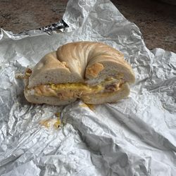Woodbridge Bagels & Deli - Bacon egg cheese on a plain bagel