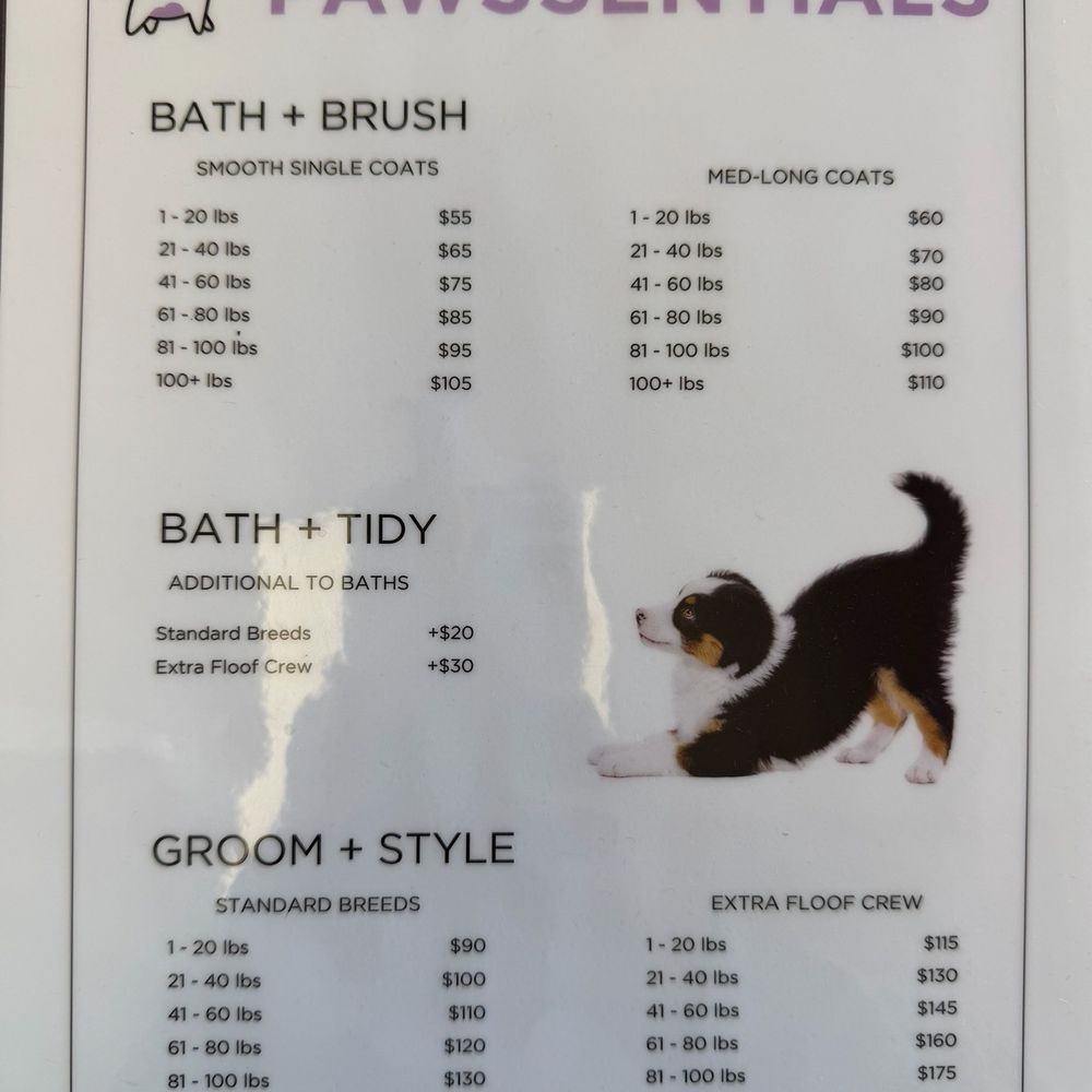 Pawssentials - Menu - Pet Groomers Near Me - Milpitas, California