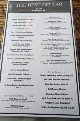 Menu photo 4 The Best Cellar Blowing Rock, NC