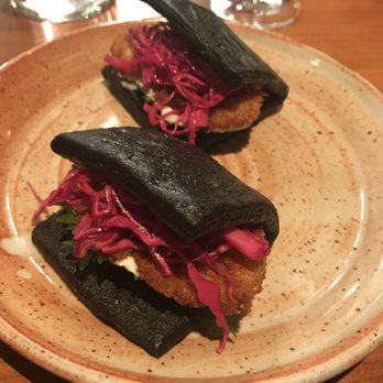 Pagu - Squid ink oyster roll with fried oyster, garlic aioli with nori, and red cabbage! - Japanese Near Me - Cambridge, Massachusetts