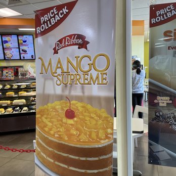 Red Ribbon Bakeshop - a mango supreme sign - Bakeries Near Me - Sacramento, California