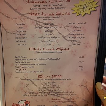 Shogun Sushi - Lunch special menu - Sushi Bars Near Me - Tampa, Florida Shogun Sushi - Lunch special menu - Sushi Bars Near Me - Tampa, Florida