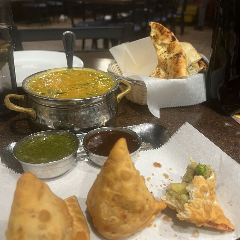 Veg Samosa* (VGN) , Dal Tadka (VGN,GF) , Garlic Naan Veg Samosa* (VGN) , Dal Tadka (VGN,GF) , Garlic Naan