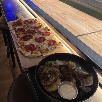 Electric Shuffle - Hot honey pepperoni & zucchini crisps - Bars Near Me - Dallas, Texas Electric Shuffle - Hot honey pepperoni & zucchini crisps - Bars Near Me - Dallas, Texas