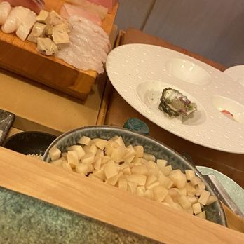 Sushi Koya - Prepared right in front of you super fresh! Cubed ginger as a palate cleanser - Sushi Bars Near Me - New York, New York
