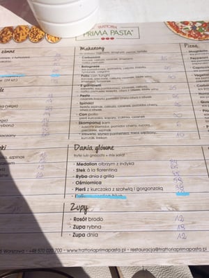 Menu photo 2 Trattoria Prima Pasta Warsaw, MZ