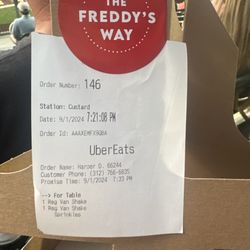 Freddy's Frozen Custard & Steakburgers - Receipt