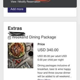 Checkout price shows 1027 total because the food is EXTRA and not INCLUDED.