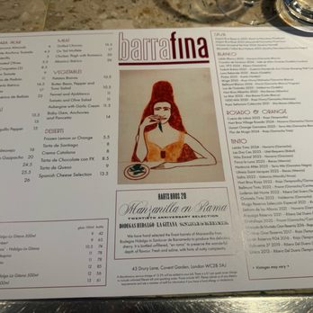 Barrafina - Menu - Spanish Near Me - London, XGL Barrafina - Menu - Spanish Near Me - London, XGL