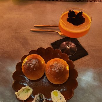 Terra Mae - Cocktail- Rajah (absolutely delicious) and milk buns with different butters (herb garlic, burnt onion, and duck fat) - Japanese Near Me - Portland, Oregon