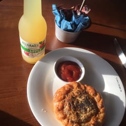 Columbus Coffee - Chicken and mushroom pie with Apple juice