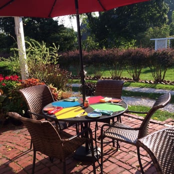 Barcelona Lakeside Bed and Breakfast - Patio set up for breakfast - Bed & Breakfast Near Me - Westfield, New York
