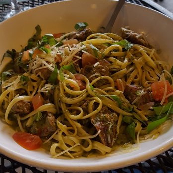 District 7 Grill - Wild boar sausage pasta with pesto - Breakfast & Brunch Near Me - Houston, Texas