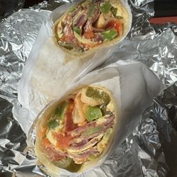 Tower Deli Cafe - Mexican omelette in a wrap + added turkey bacon