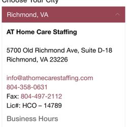 At Home Care Staffing - Contact info for At Home Staffing in Richmond VA