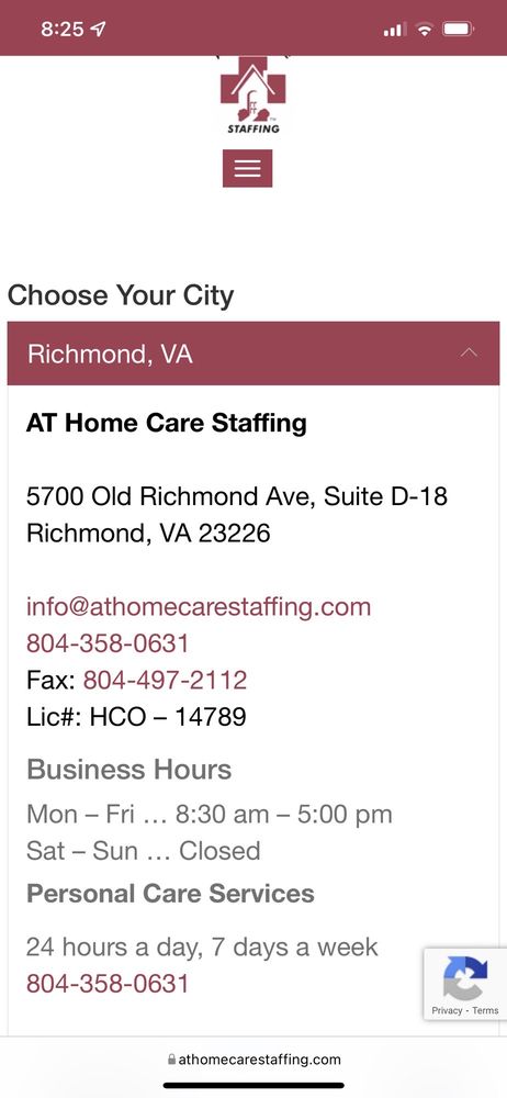 At Home Care Staffing - home care agency in Richmond, VA