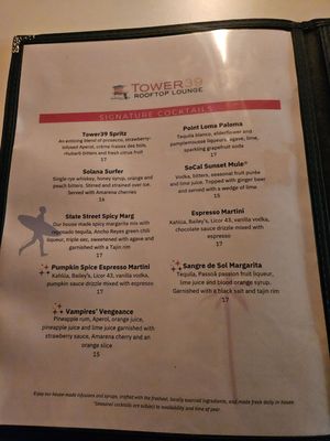 Menu photo 6 Tower39 Rooftop Lounge Carlsbad, CA