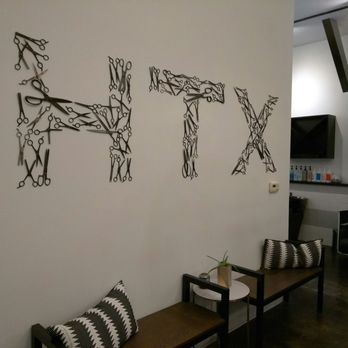 M Salon - Creative art with old scissors...too cool - Hair Salons Near Me - Houston, Texas