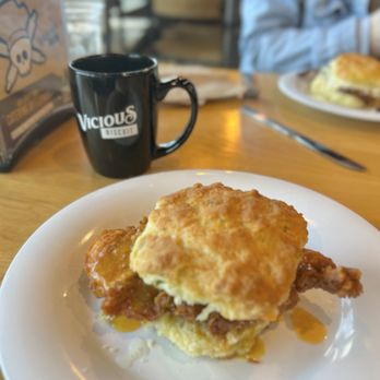 Vicious Biscuit - Nashville Chicken breakfast biscuit. - Breakfast & Brunch Near Me - Boone, North Carolina