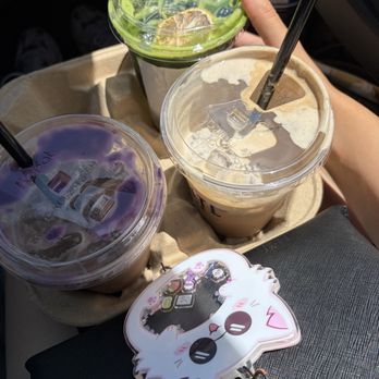 ESSNTL Coffee - Ube Coffee, Banana Coffee, and Lychee Lemonade (added matcha)... gojo cat! - Coffee & Tea Near Me - San Diego, California