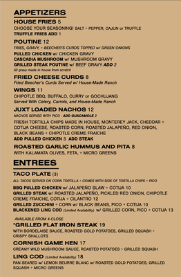 Menu photo 5 JUXT Taphouse Bellingham, WA