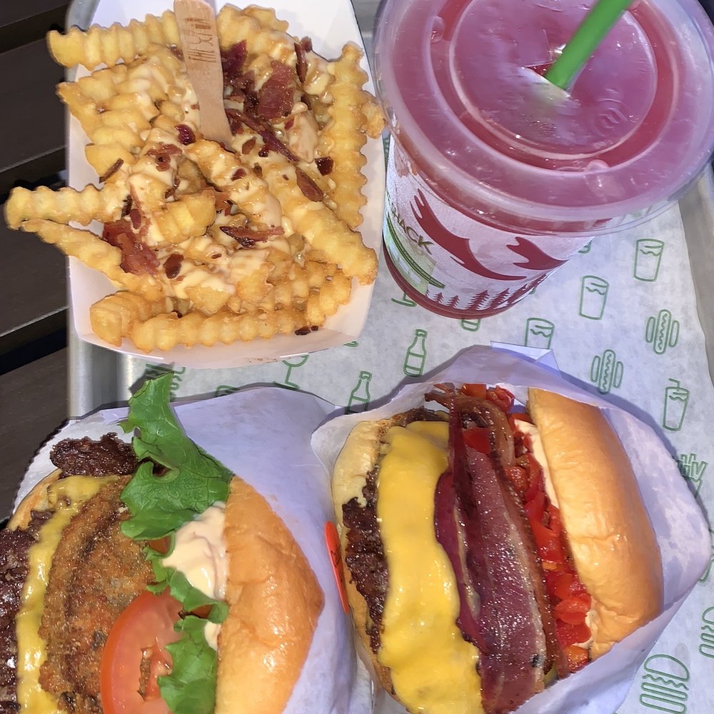 Shake Shack Long Beach - Shroom Stack, Roadside Double Shack, Bacon Cheese Fries, & Cranberry Apple Ginger Lemonade - Burgers Near Me - Long Beach, California Shake Shack Long Beach - Shroom Stack, Roadside Double Shack, Bacon Cheese Fries, & Cranberry Apple Ginger Lemonade - Burgers Near Me - Long Beach, California