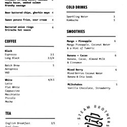 Steam Brothers Coffee - Menu P2