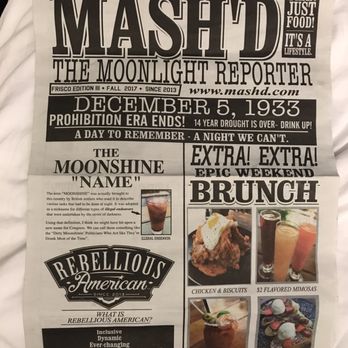 Mash'D - Menu - Front Page - New American Near Me - Frisco, Texas