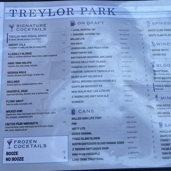 Treylor Park - Drink menu - New American Near Me - Savannah, Georgia Treylor Park - Drink menu - New American Near Me - Savannah, Georgia
