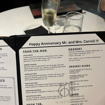 Nineteen 61 - Personalized menu and champagne toast. - Latin American Near Me - Lakeland, Florida