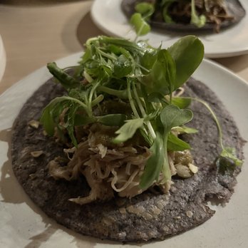 Owamni - Chicken taco - probably my least favorite, with the bison taco in the back - New American Near Me - Minneapolis, Minnesota