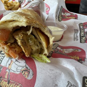 Shawarma Man - Chicken shawarma sandwich inside - Mediterranean Near Me - Seattle, Washington