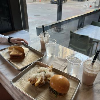 Chop House Burger - Chocolate shake and Italian Nut Job shake with our burgers and fries - Burgers Near Me - Dallas, Texas