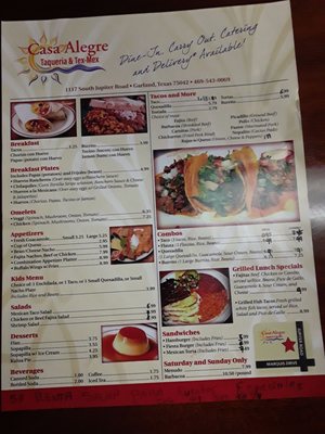 Menu photo 1 Casa Alegre Garland, TX