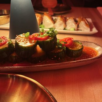 Night Ramen - Pork dumplings and cucumbers - Bars Near Me - Colorado Springs, Colorado Night Ramen - Pork dumplings and cucumbers - Bars Near Me - Colorado Springs, Colorado