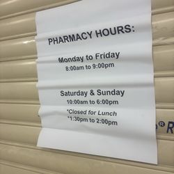 The pharmacy hours WITH lunch break included