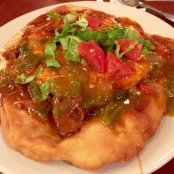 Spirit Winds - Breakfast Navajo Taco with hash browns, bacon and eggs Christmas style. - New American Near Me - Albuquerque, New Mexico Spirit Winds - Breakfast Navajo Taco with hash browns, bacon and eggs Christmas style. - New American Near Me - Albuquerque, New Mexico