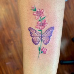 The Honorable Society Tattoo Parlour & Lounge - Butterfly on cherry blossoms